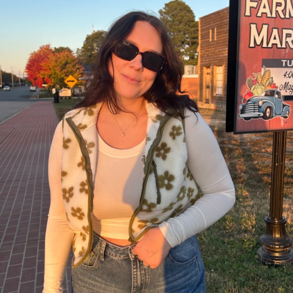 NWT Flower Sherpa Vest